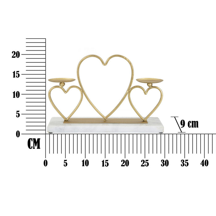 Portacandela MF338, Oro, Marmo, 30x9x20 cm, Seven Design