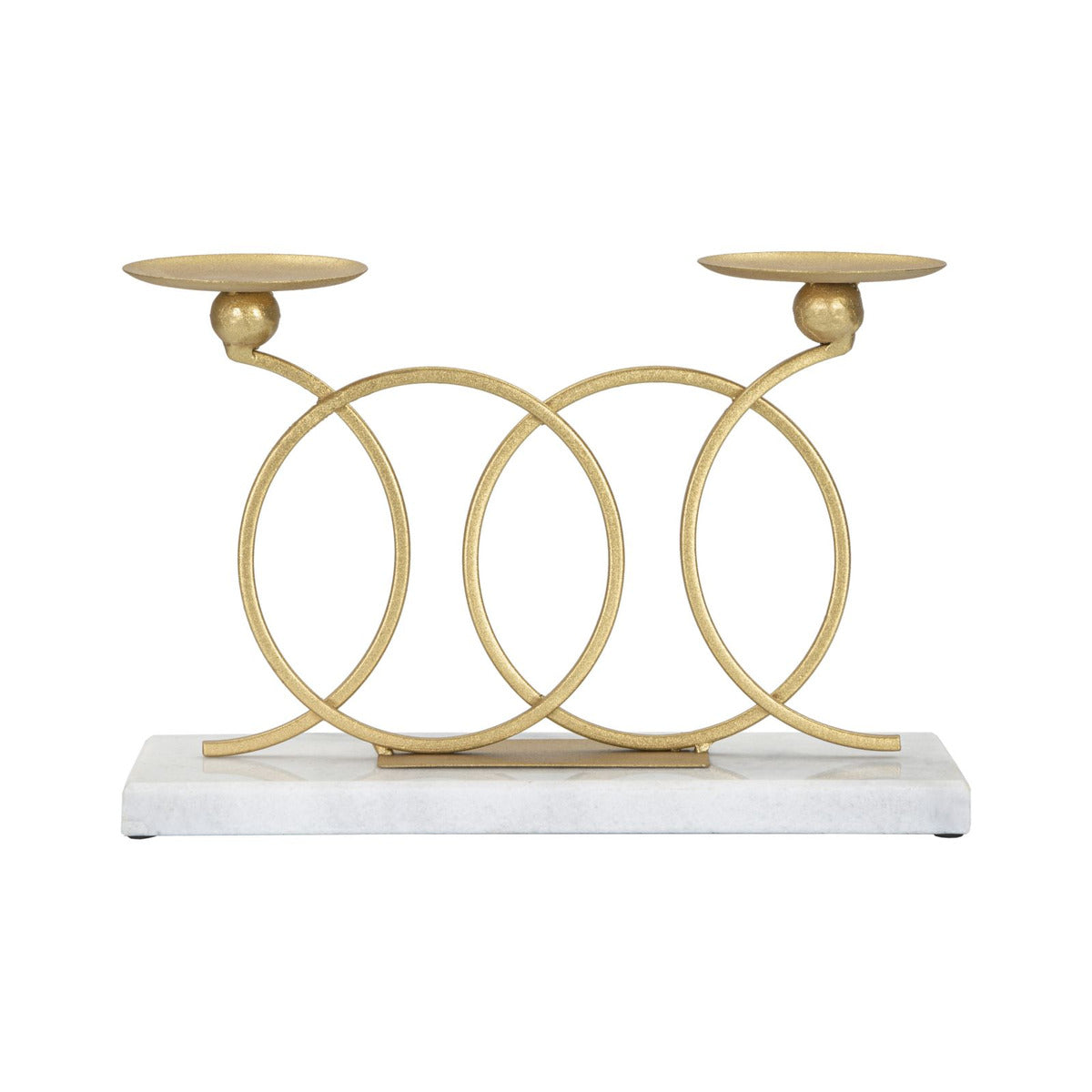 Portacandela MF339, Oro, Marmo, 30x9x20 cm, Seven Design