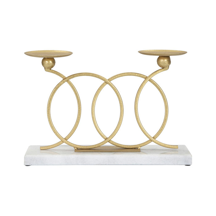 Portacandela MF339, Oro, Marmo, 30x9x20 cm, Seven Design