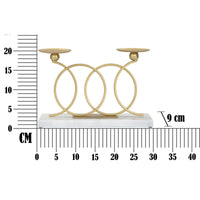 Portacandela MF339, Oro, Marmo, 30x9x20 cm, Seven Design