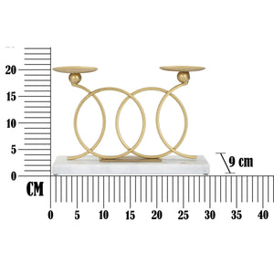 Portacandela MF339, Oro, Marmo, 30x9x20 cm, Seven Design