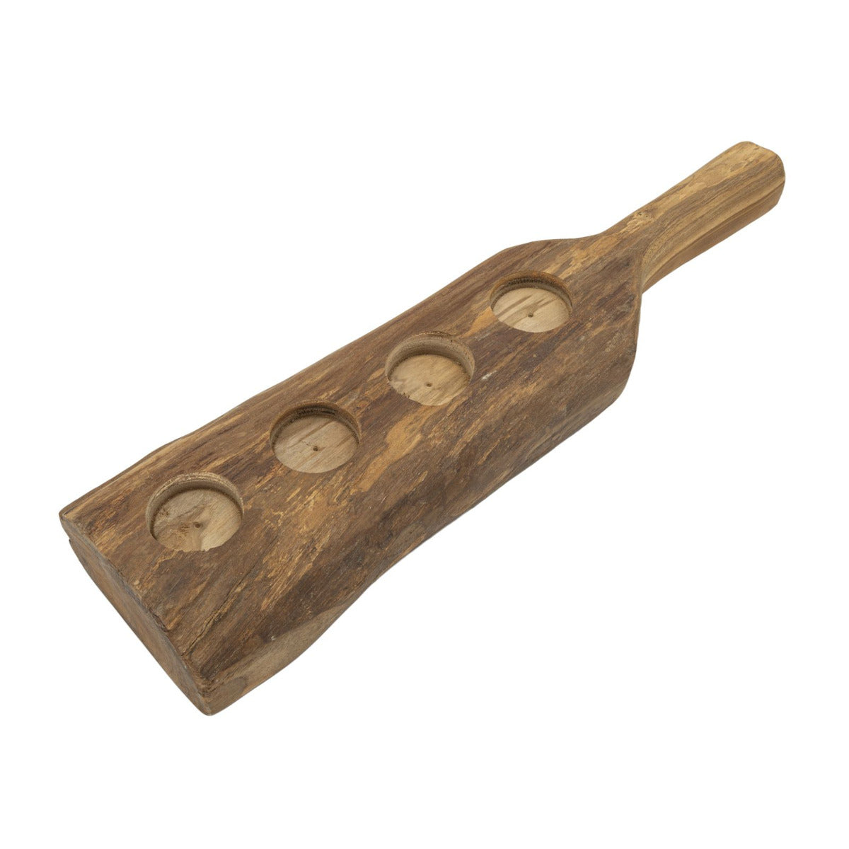 Portacandela Natura 5, Marrone, Legno, 51x14x6 cm, Seven Design