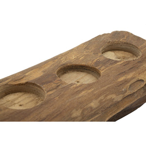 Portacandela Natura 5, Marrone, Legno, 51x14x6 cm, Seven Design