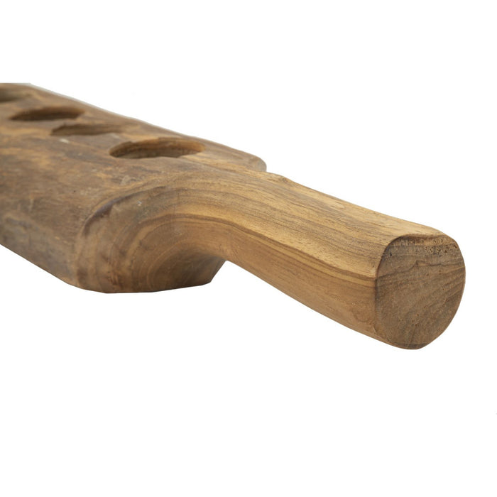 Portacandela Natura 5, Marrone, Legno, 51x14x6 cm, Seven Design