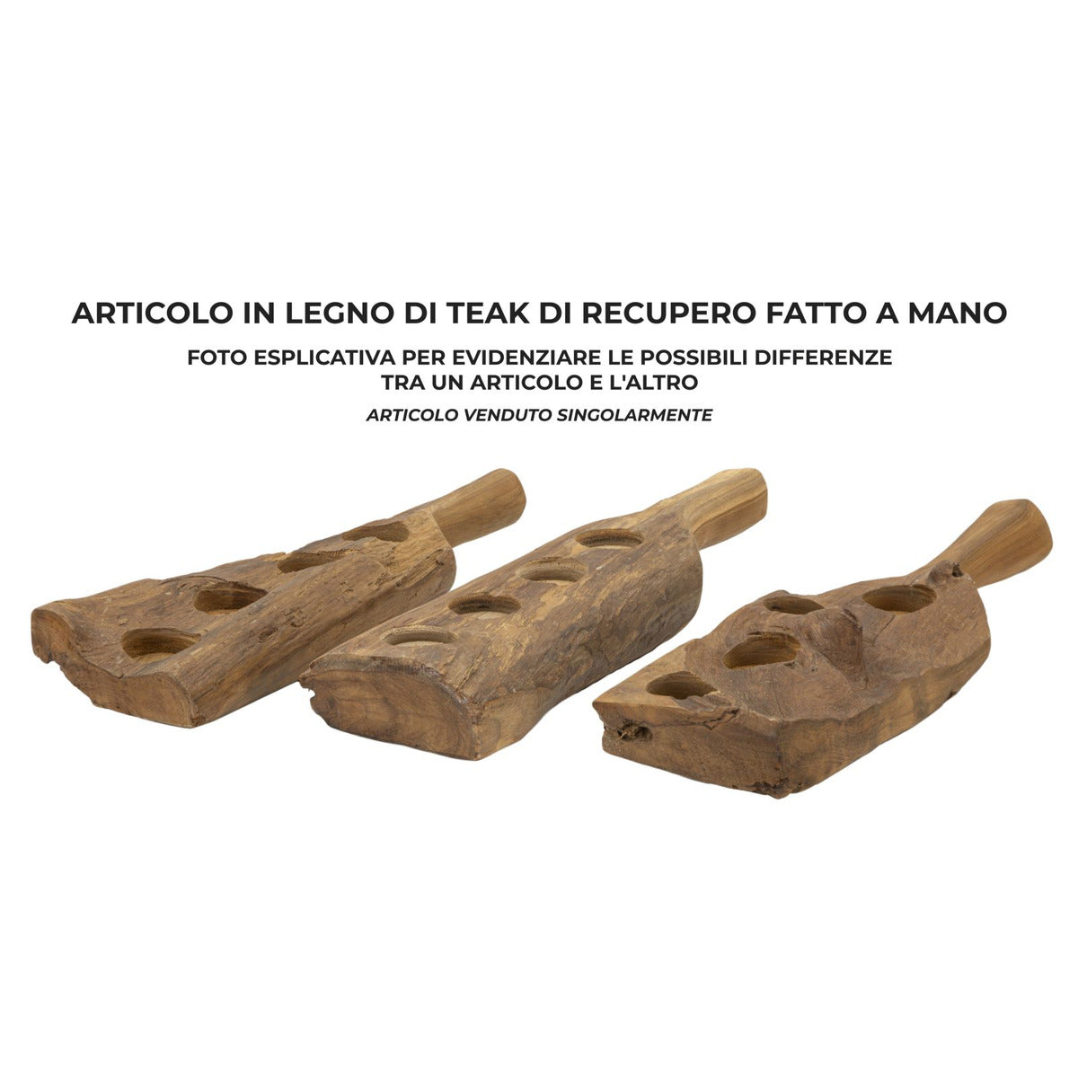 Portacandela Natura 5, Marrone, Legno, 51x14x6 cm, Seven Design