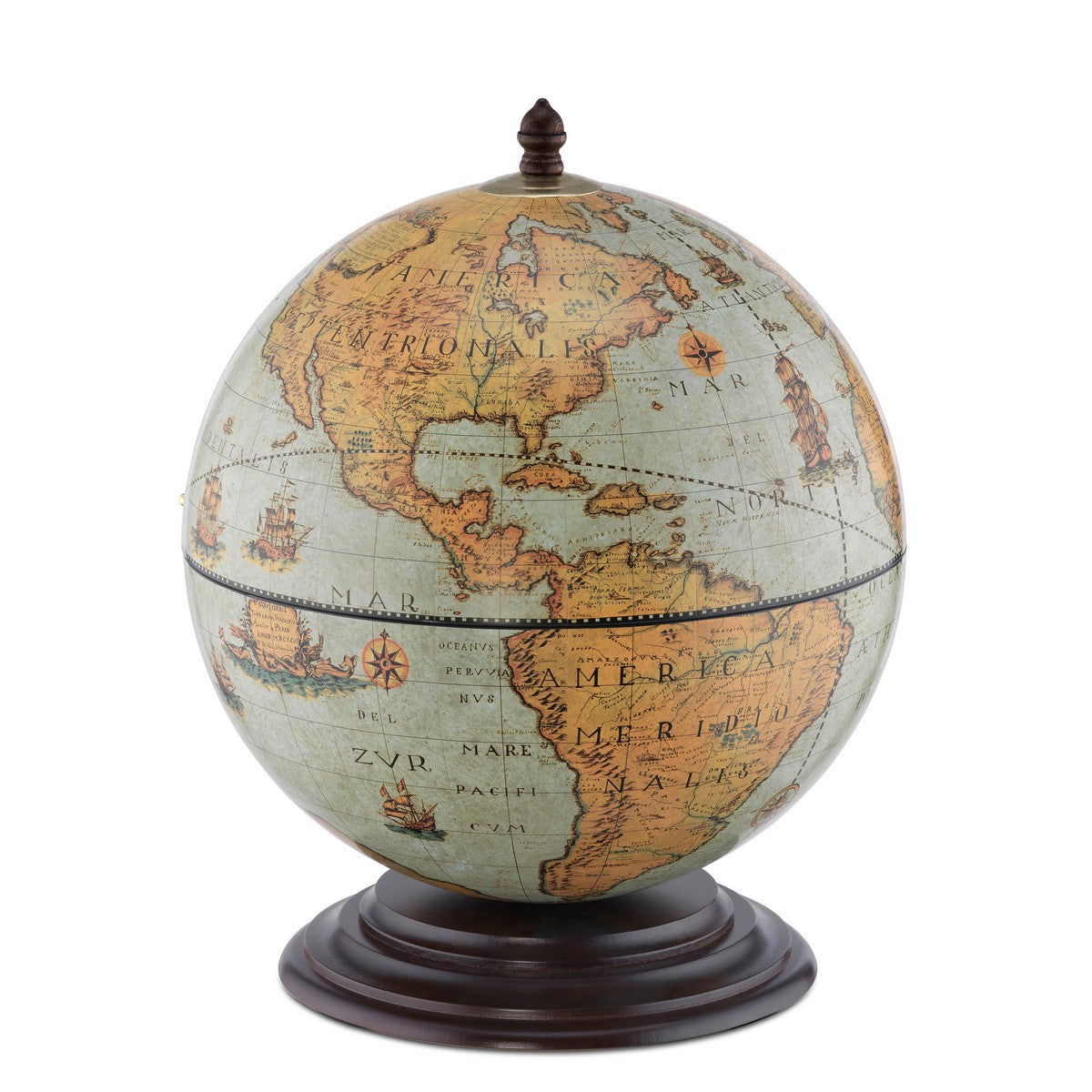 Mobile Bar Mappamondo Nettuno Laguna, Verde, Legno, 40x40x50 cm, Zoffoli