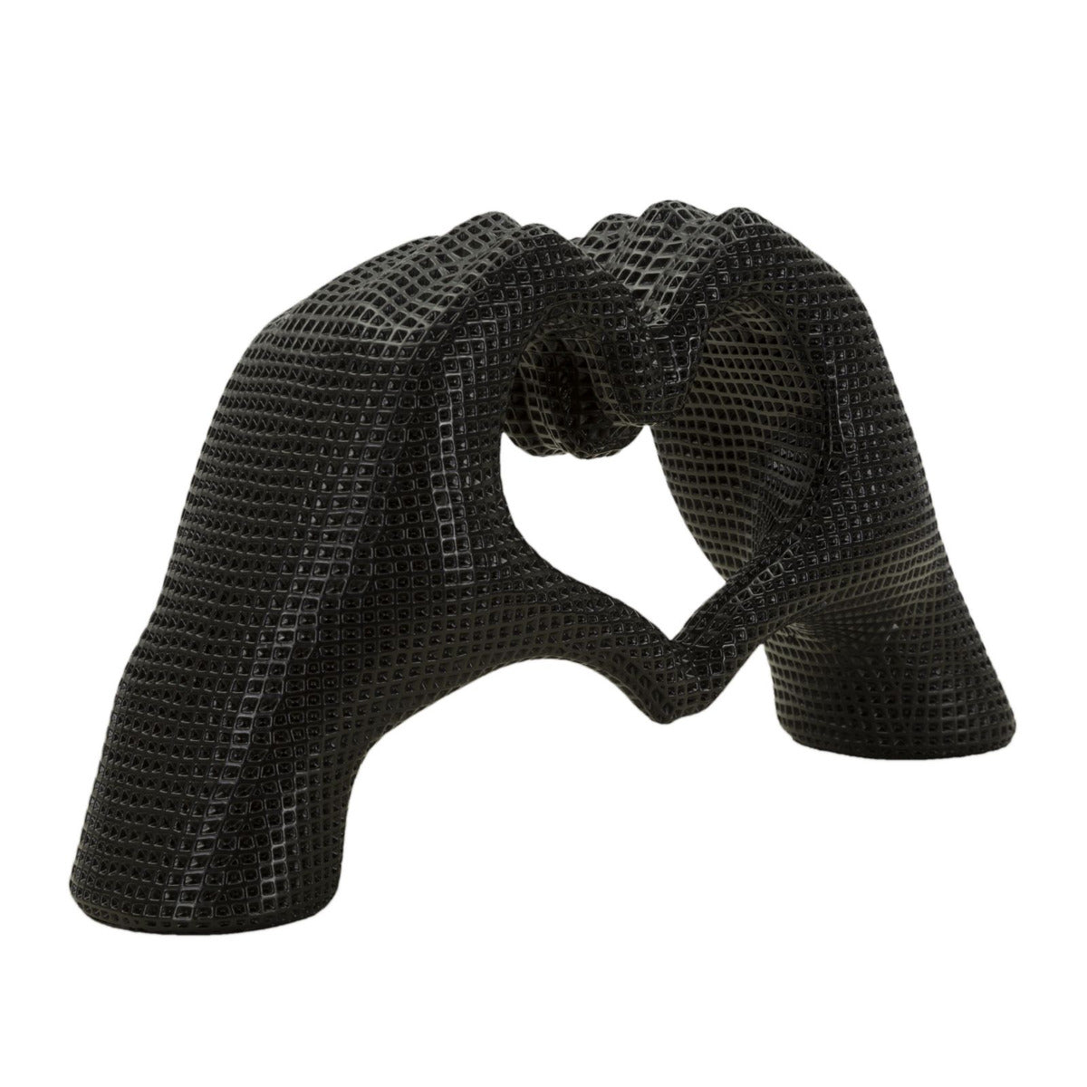 Scultura Mani, Nero, Poliresina, 13,5x25x7,5 cm, Seven Design