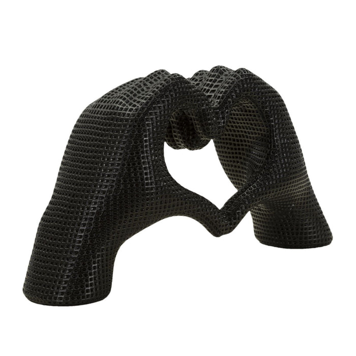 Scultura Mani, Nero, Poliresina, 13,5x25x7,5 cm, Seven Design