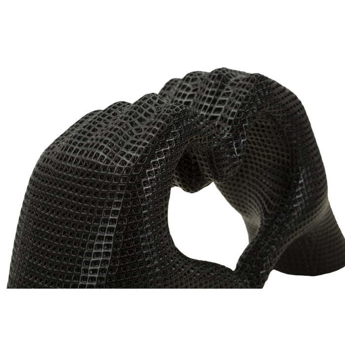 Scultura Mani, Nero, Poliresina, 13,5x25x7,5 cm, Seven Design