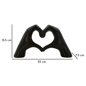 Scultura Mani, Nero, Poliresina, 13,5x25x7,5 cm, Seven Design