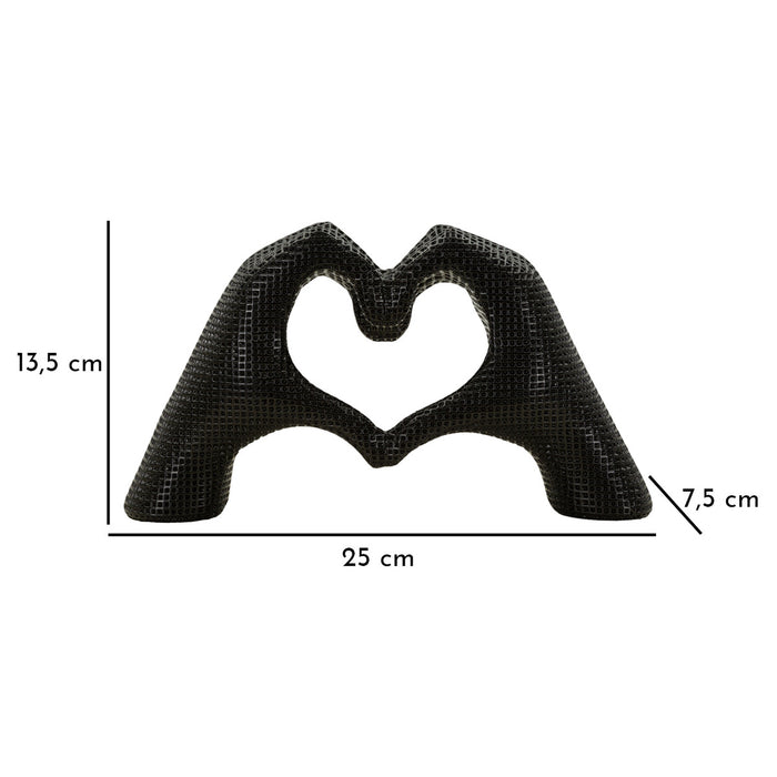 Scultura Mani, Nero, Poliresina, 13,5x25x7,5 cm, Seven Design