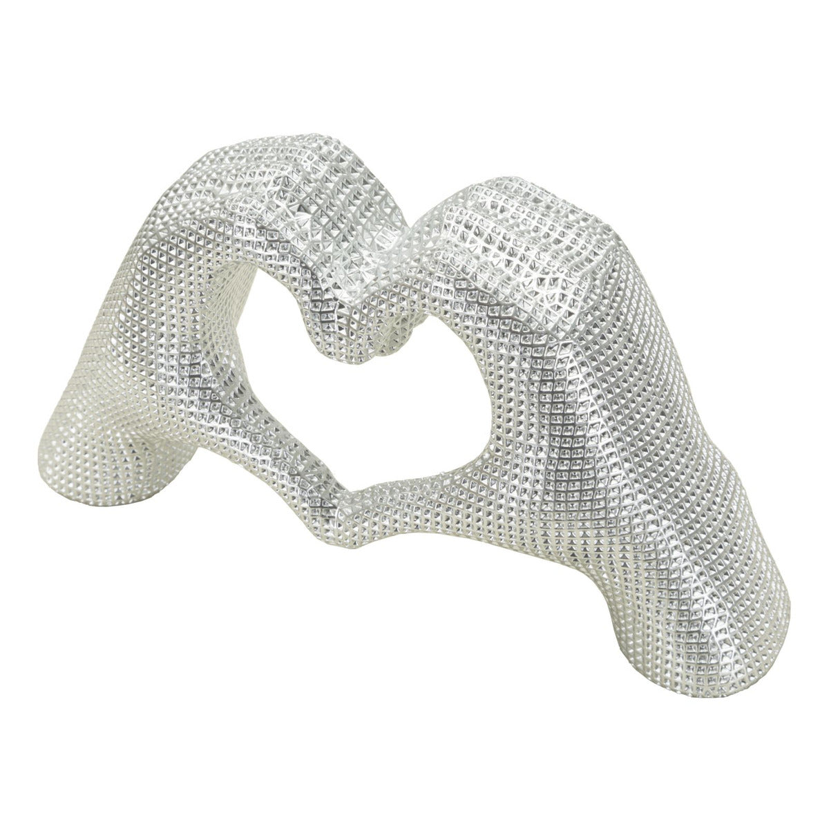 Scultura Mani, Argento, Poliresina, 13,5x25x7,5 cm, Seven Design