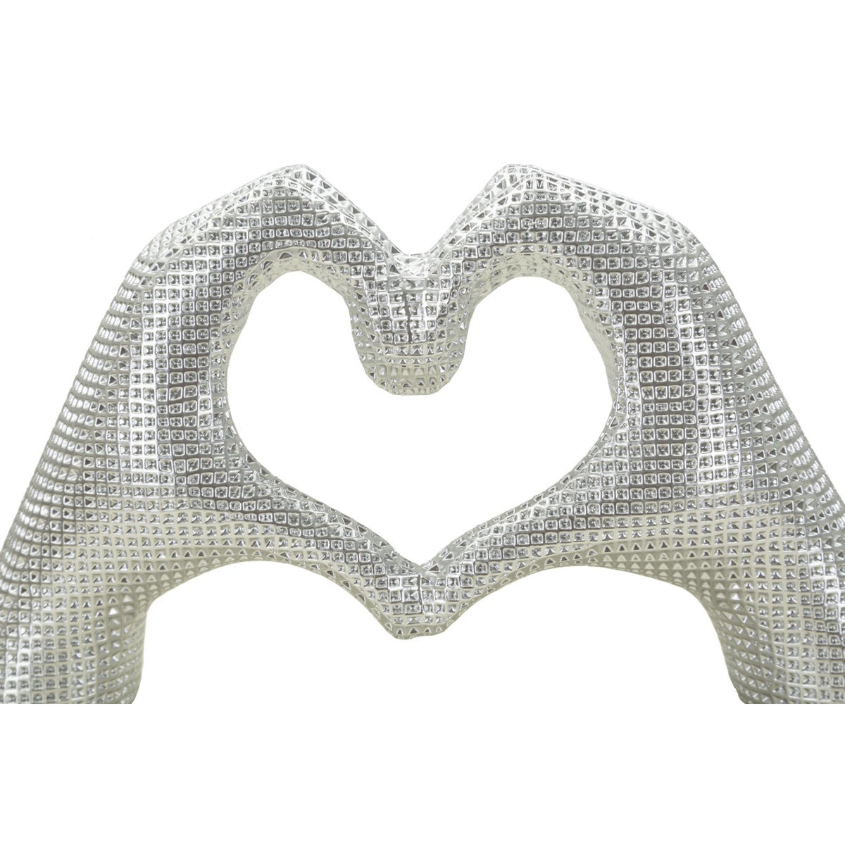 Scultura Mani, Argento, Poliresina, 13,5x25x7,5 cm, Seven Design