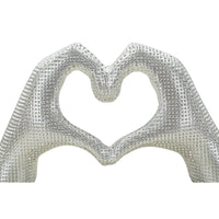 Scultura Mani, Argento, Poliresina, 13,5x25x7,5 cm, Seven Design