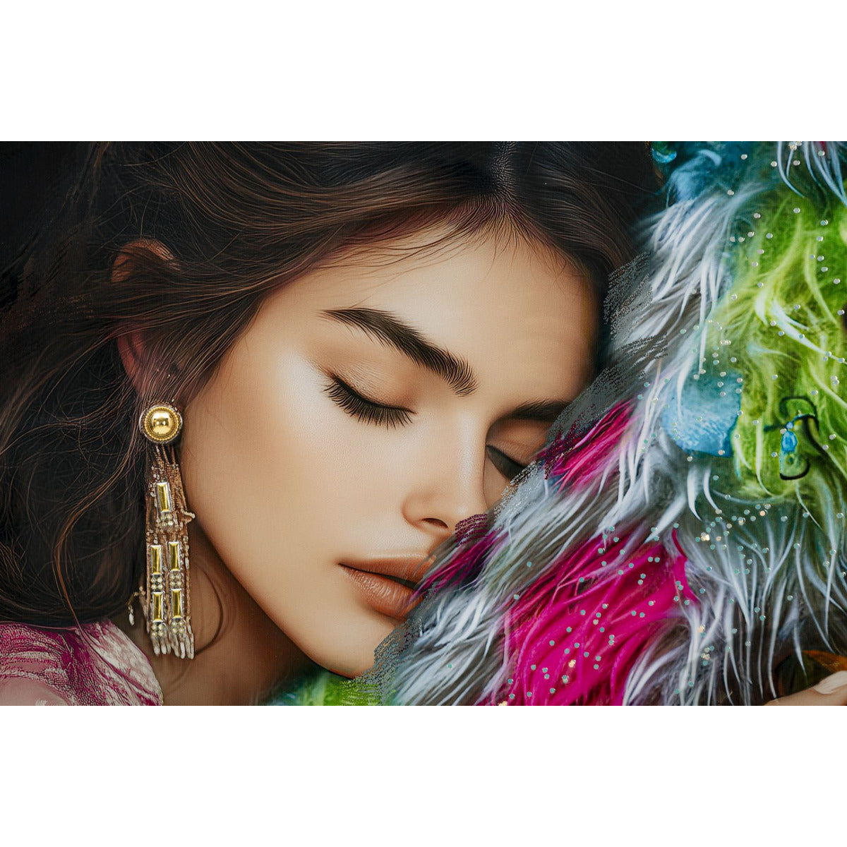 Stampa su Tela Fiori, Multicolore, Tessuto, 102x52x4 cm, Seven Design