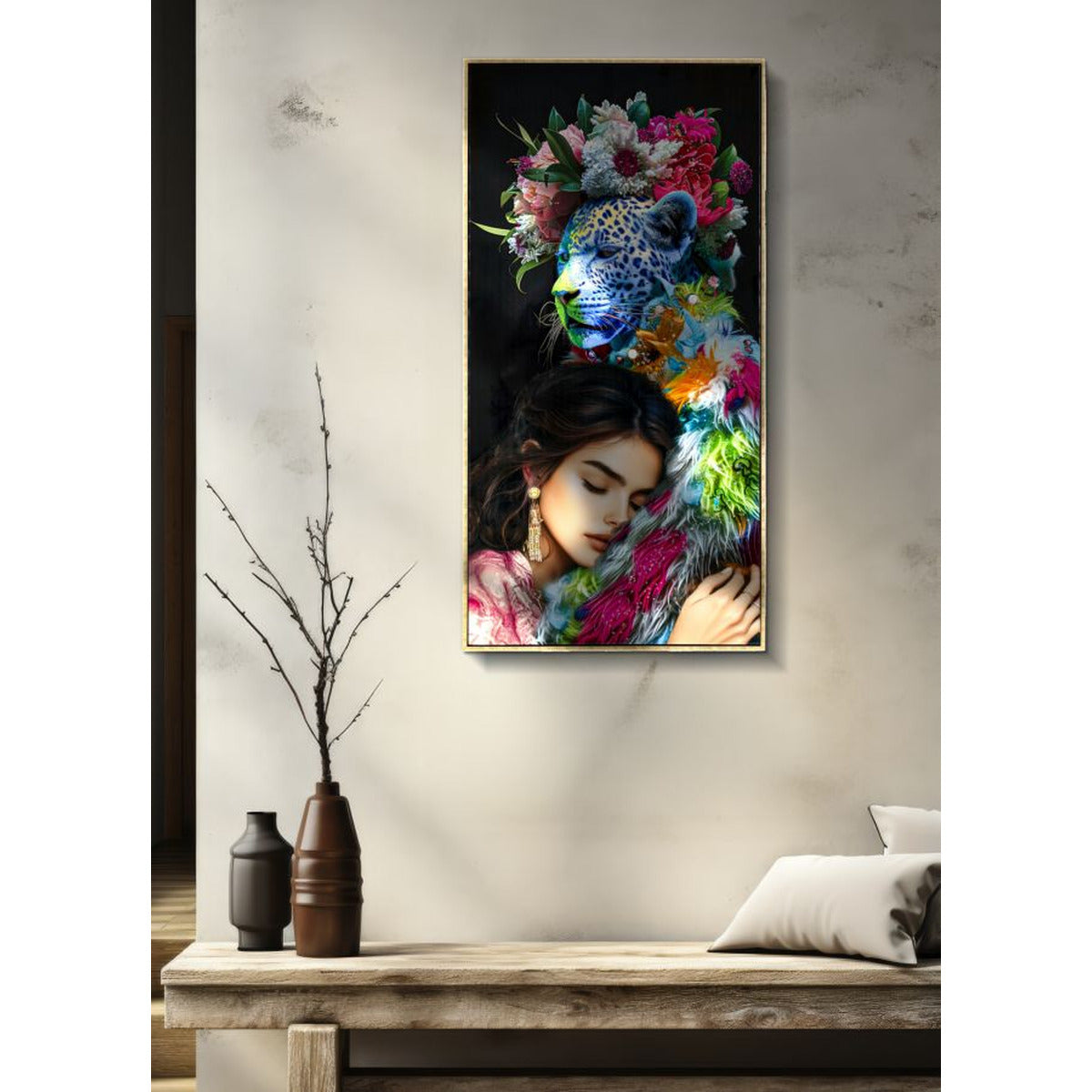 Stampa su Tela Fiori, Multicolore, Tessuto, 102x52x4 cm, Seven Design