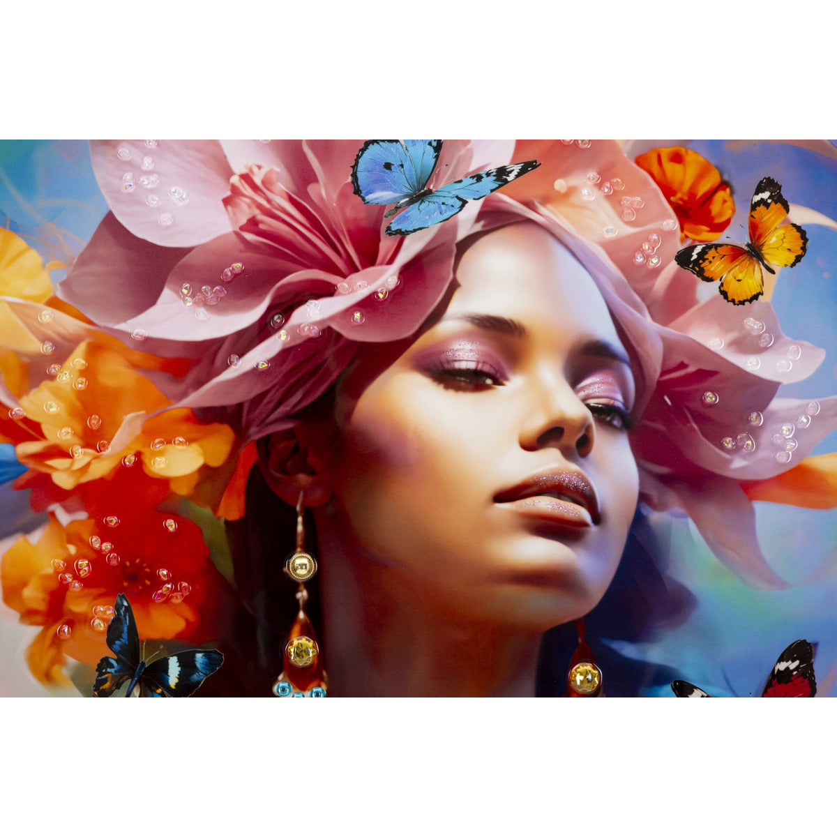 Stampa su Tela Fiori, Multicolore, Tessuto, 92x62x4 cm, Seven Design