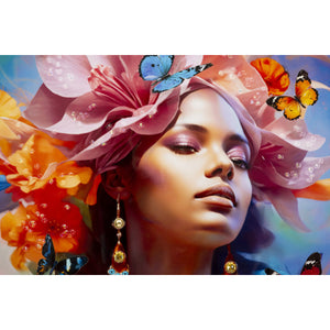 Stampa su Tela Fiori, Multicolore, Tessuto, 92x62x4 cm, Seven Design