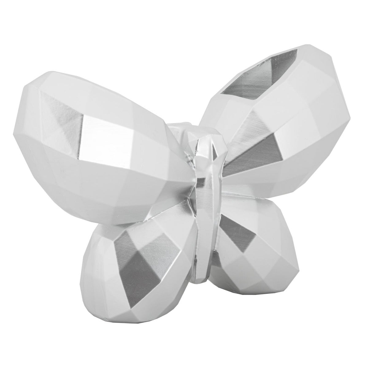 Vaso Decorativo Farfalla, Argento, Poliresina, 15x22,5x8 cm, Seven Design