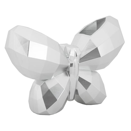 Vaso Decorativo Farfalla, Argento, Poliresina, 15x22,5x8 cm, Seven Design