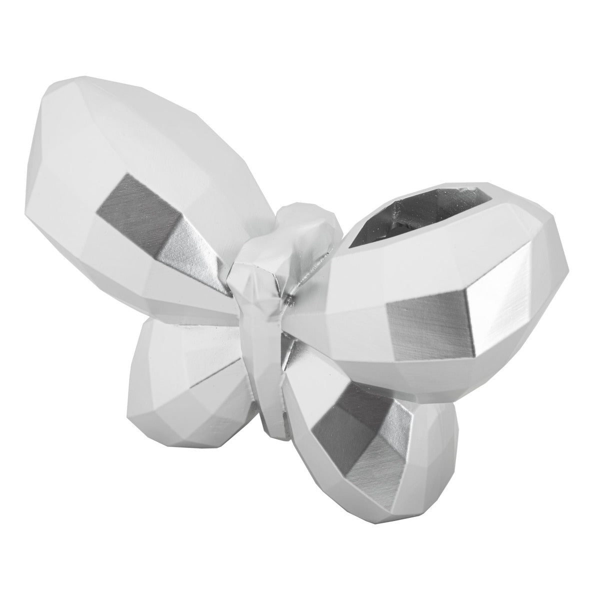 Vaso Decorativo Farfalla, Argento, Poliresina, 15x22,5x8 cm, Seven Design