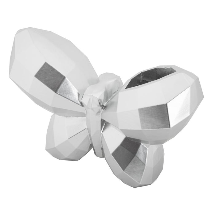 Vaso Decorativo Farfalla, Argento, Poliresina, 15x22,5x8 cm, Seven Design