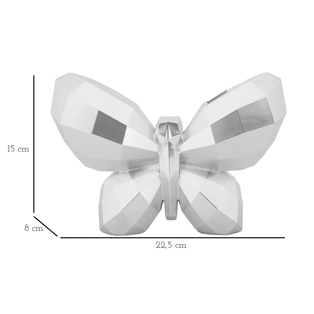 Vaso Decorativo Farfalla, Argento, Poliresina, 15x22,5x8 cm, Seven Design
