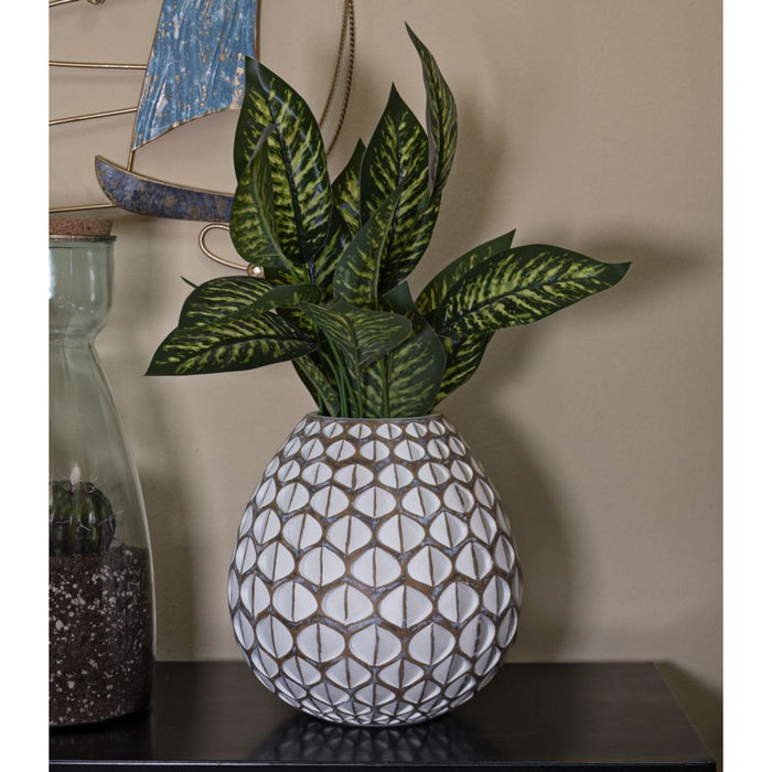 Vaso Decorativo Istanbul, Bianco, Poliresina, 27x27x27 cm, Seven Design