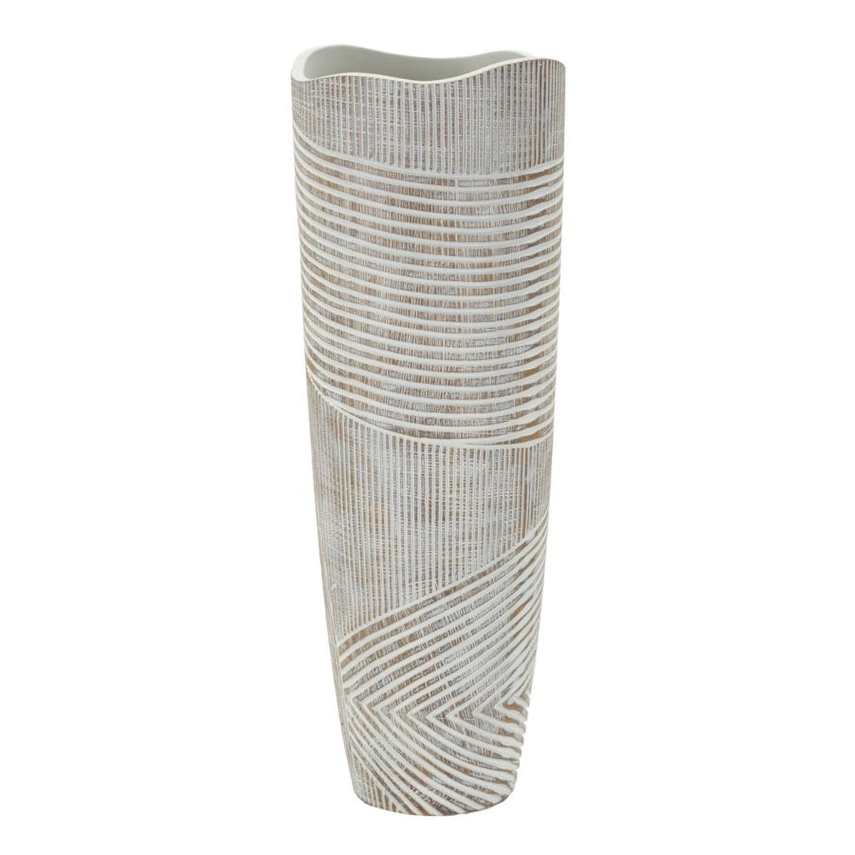 Vaso Decorativo Linee, Bianco, Poliresina, 55x19x19 cm, Seven Design