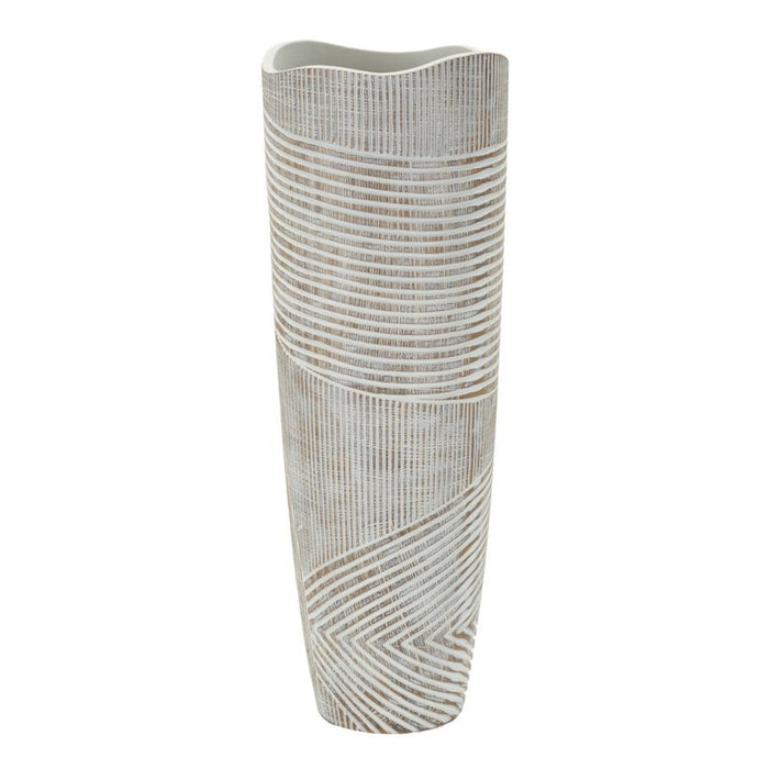 Vaso Decorativo Linee, Bianco, Poliresina, 55x19x19 cm, Seven Design