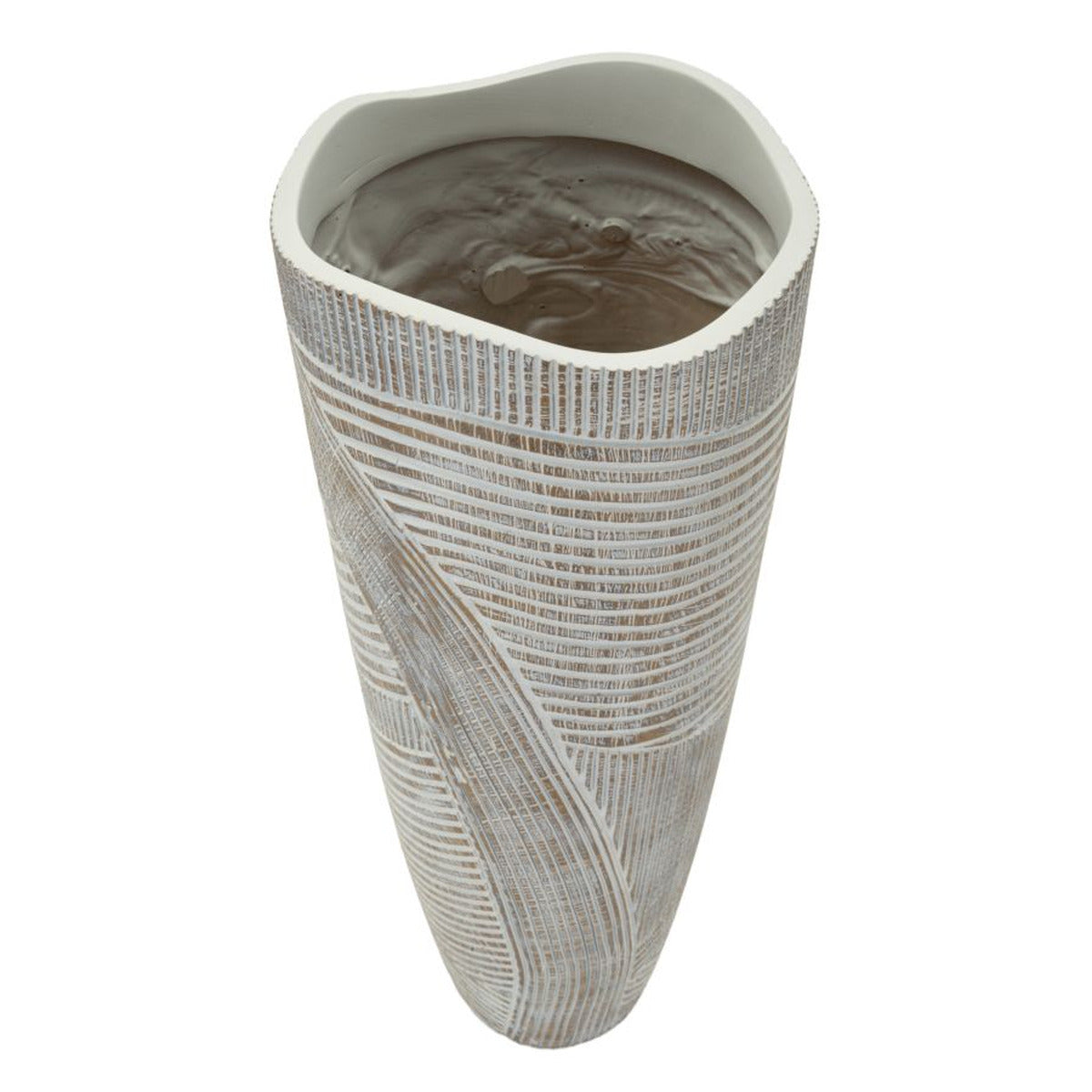Vaso Decorativo Linee, Bianco, Poliresina, 55x19x19 cm, Seven Design