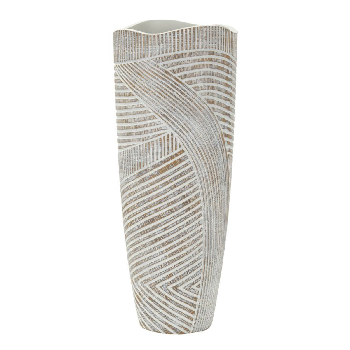 Vaso Decorativo Linee, Bianco, Poliresina, 45x18x18 cm, Seven Design