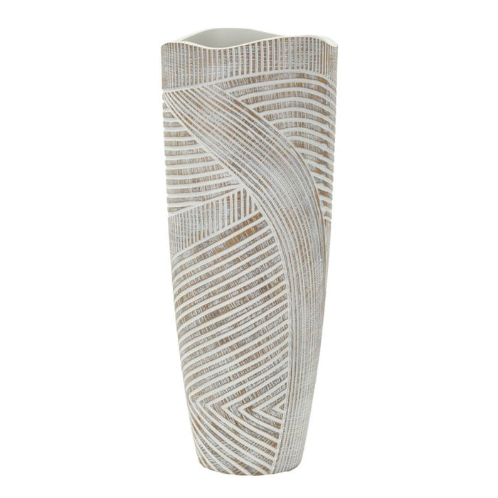 Vaso Decorativo Linee, Bianco, Poliresina, 45x18x18 cm, Seven Design