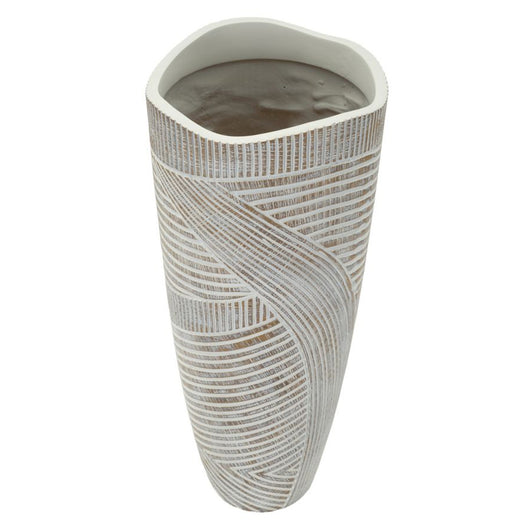 Vaso Decorativo Linee, Bianco, Poliresina, 45x18x18 cm, Seven Design