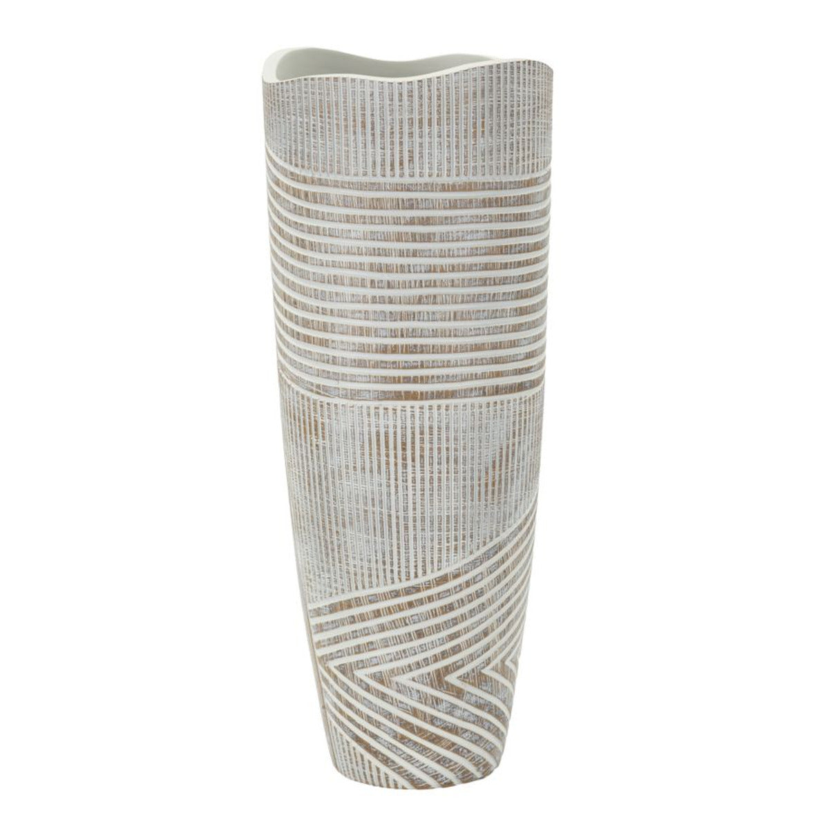Vaso Decorativo Linee, Bianco, Poliresina, 45x18x18 cm, Seven Design