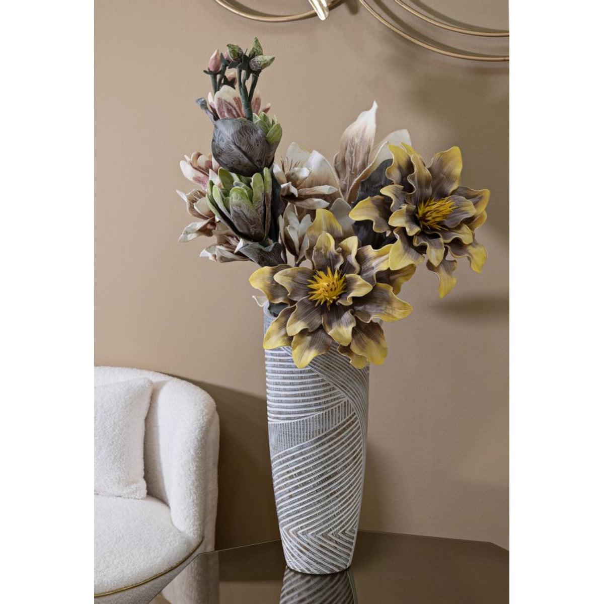 Vaso Decorativo Linee, Bianco, Poliresina, 45x18x18 cm, Seven Design