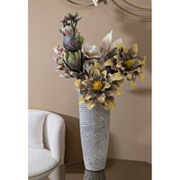 Vaso Decorativo Linee, Bianco, Poliresina, 45x18x18 cm, Seven Design