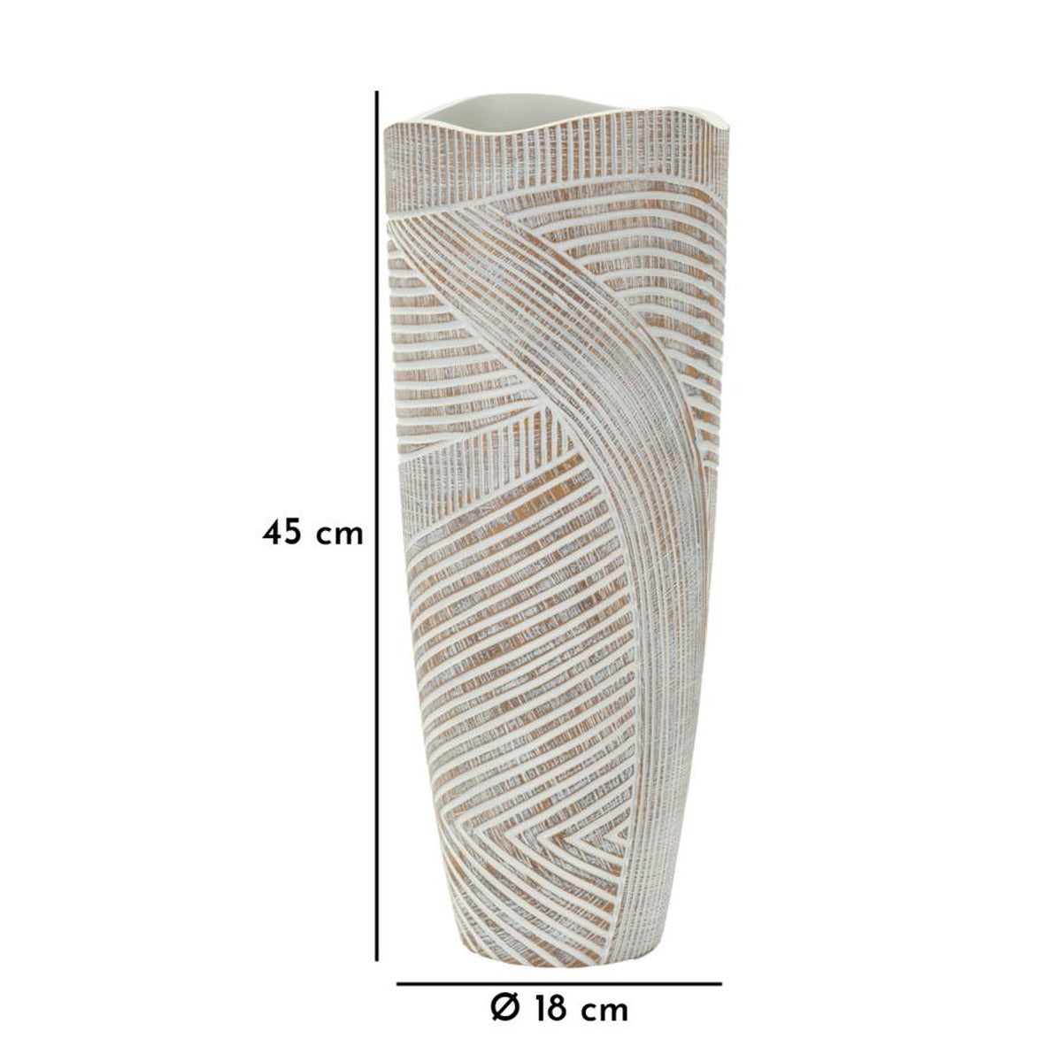 Vaso Decorativo Linee, Bianco, Poliresina, 45x18x18 cm, Seven Design