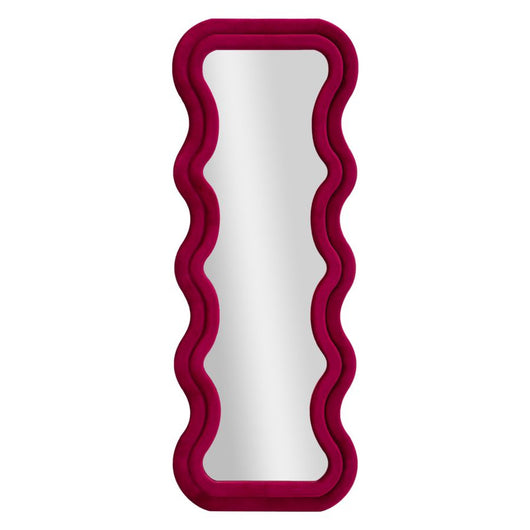 Specchio con Cornice Curve, Rosa, MDF, 160x60x6 cm, Seven Design