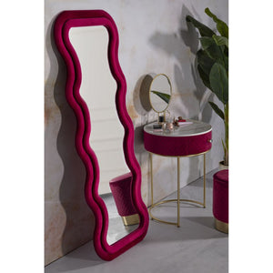 Specchio con Cornice Curve, Rosa, MDF, 160x60x6 cm, Seven Design