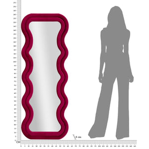 Specchio con Cornice Curve, Rosa, MDF, 160x60x6 cm, Seven Design