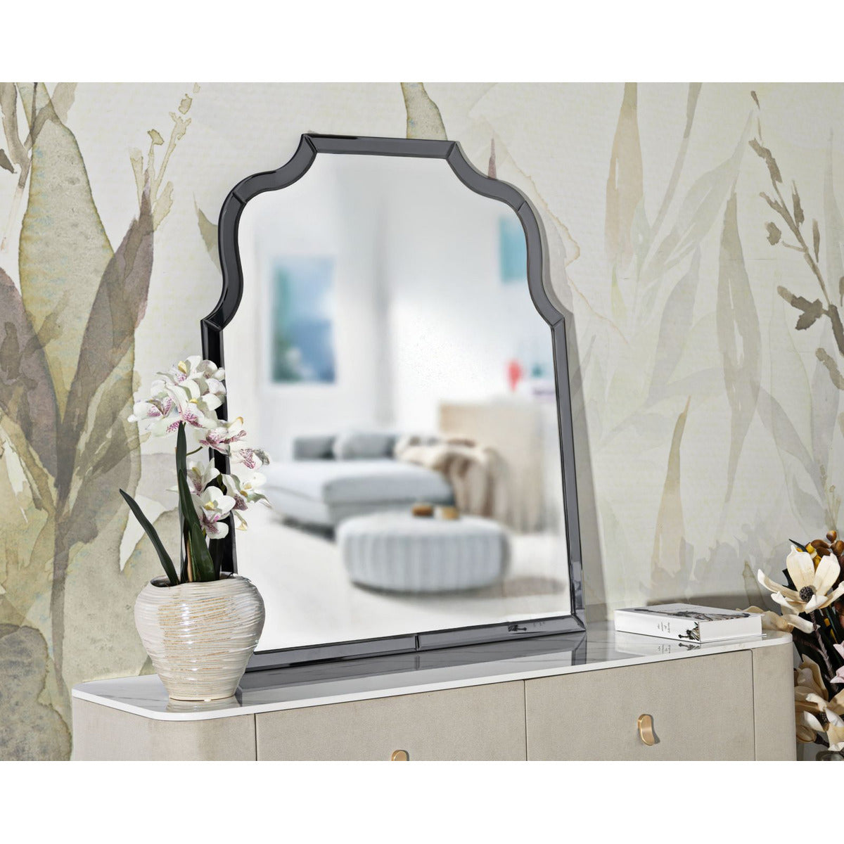 Specchio con Cornice Classico, Grigio, MDF, 100x85x1 cm, Seven Design