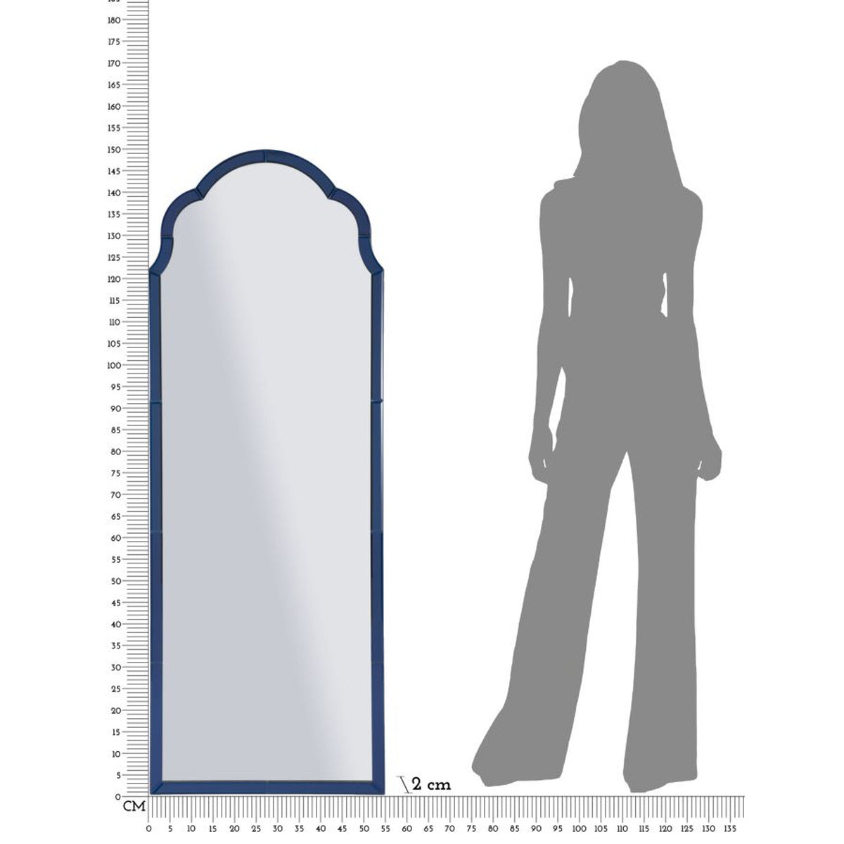 Specchio con Cornice Classico 2, Blu, MDF, 150x55x2 cm, Seven Design