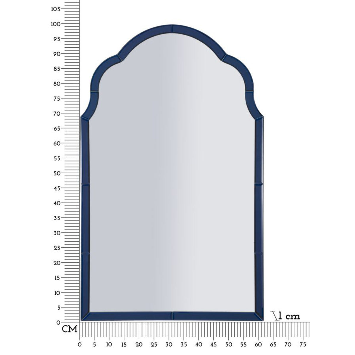Specchio con Cornice Classico 3, Blu, MDF, 100x62x1 cm, Seven Design