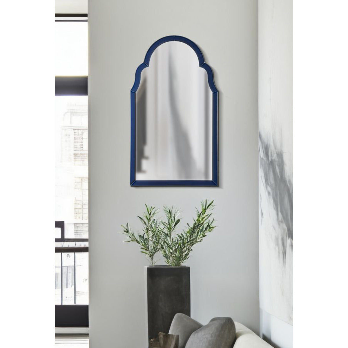 Specchio con Cornice Classico 4, Blu, MDF, 80x47x1 cm, Seven Design