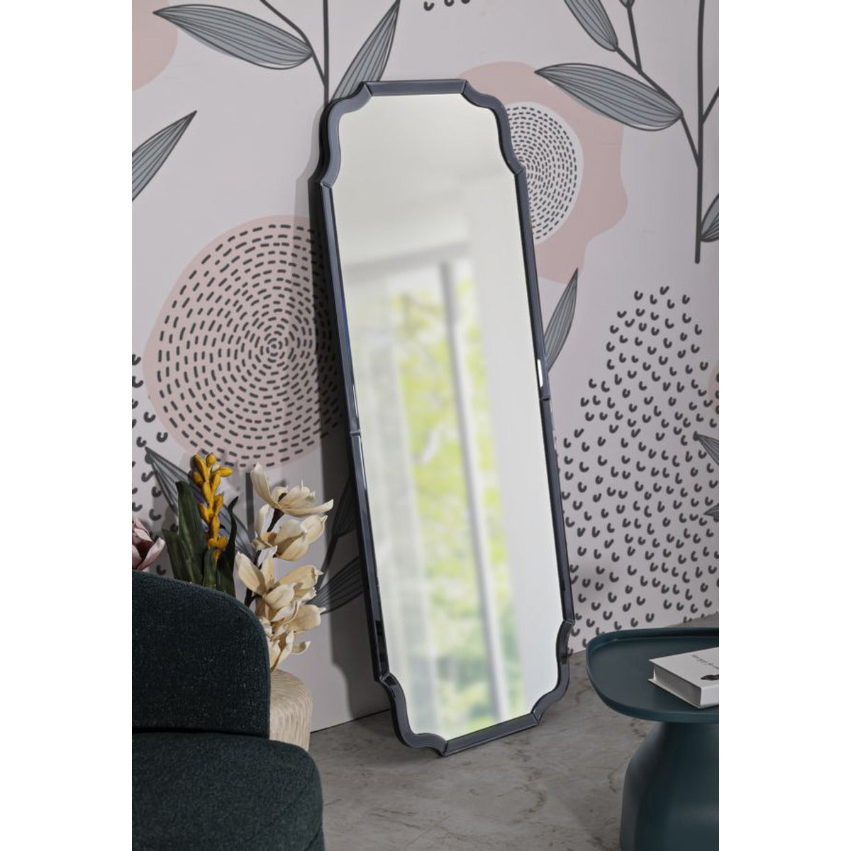 Specchio con Cornice Classico 8, Grigio, MDF, 150x60x2 cm, Seven Design