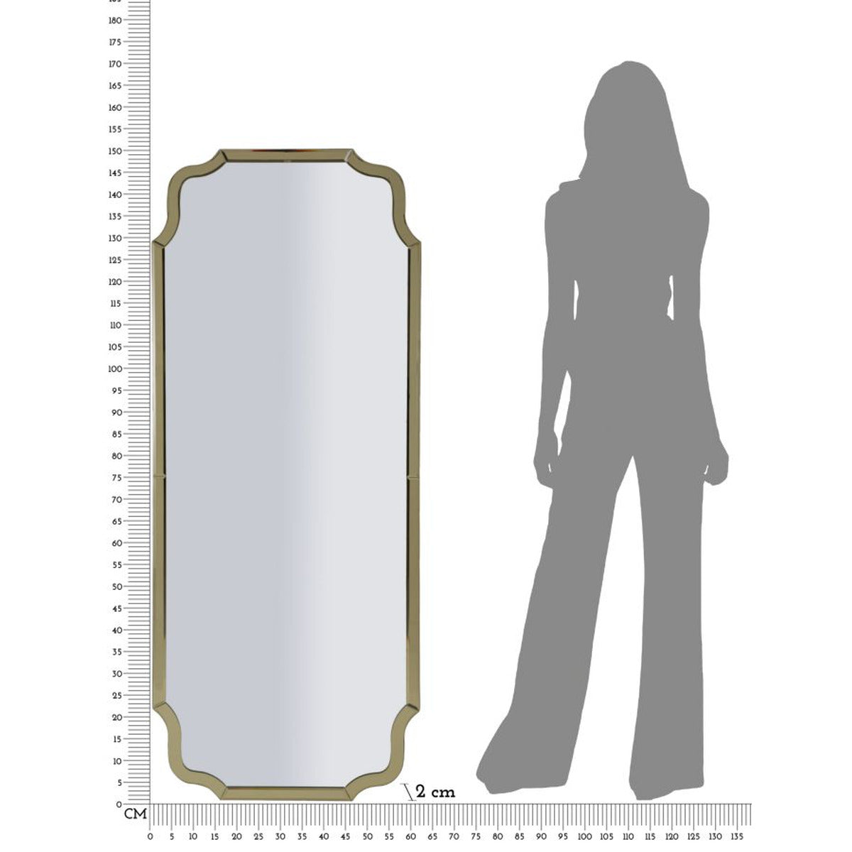 Specchio con Cornice Classico 10, Oro, MDF, 150x60x2 cm, Seven Design