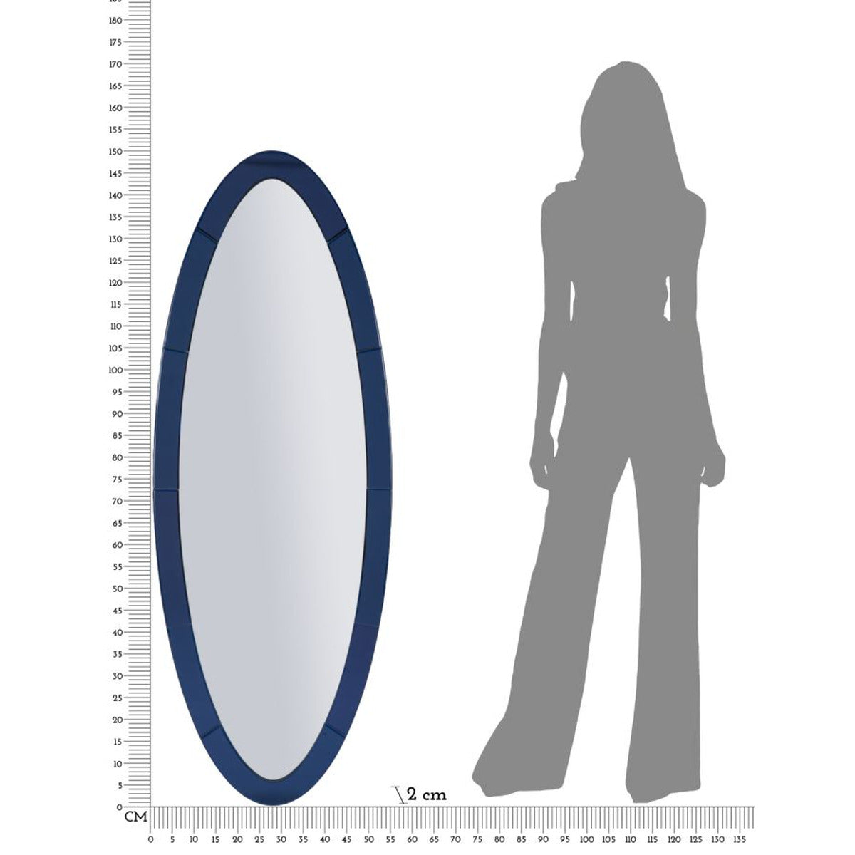 Specchio con Cornice MF695, Blu, MDF, 150x55x2 cm, Seven Design