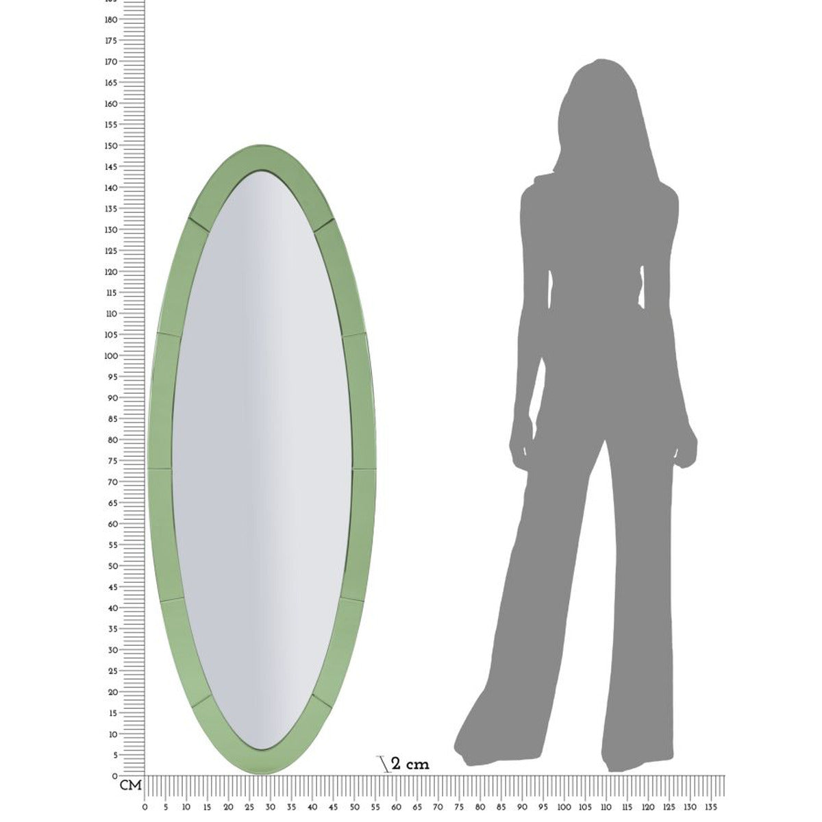 Specchio con Cornice MF696, Verde, MDF, 150x55x2 cm, Seven Design