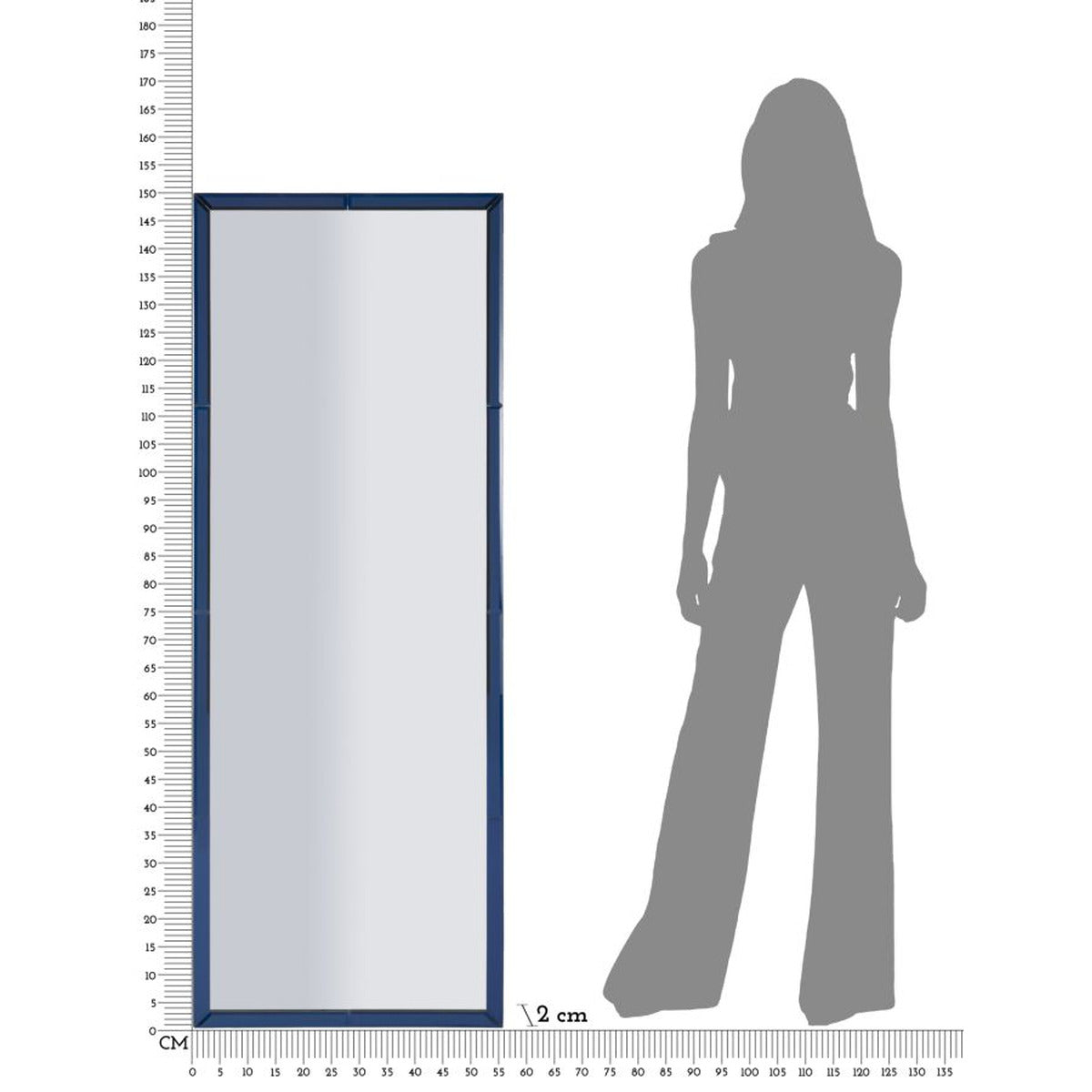 Specchio con Cornice MF699, Blu, MDF, 150x55x2 cm, Seven Design